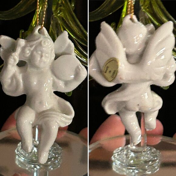 8 Vintage Assorted Porcelain Christmas Angel Ornaments Goebel Tiny Trims - Picture 5 of 10